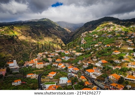 Panoramic view from Ponta do Sol village on Madeira island, Madeira, Portugal. October 2021. Long exposure picture.