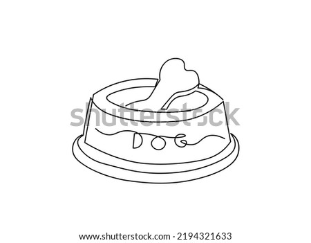 Continuous one line drawing. Dog Food Vector illustration