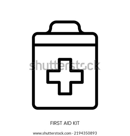 first aid kit icon. Line Art Style Design Isolated On White Background