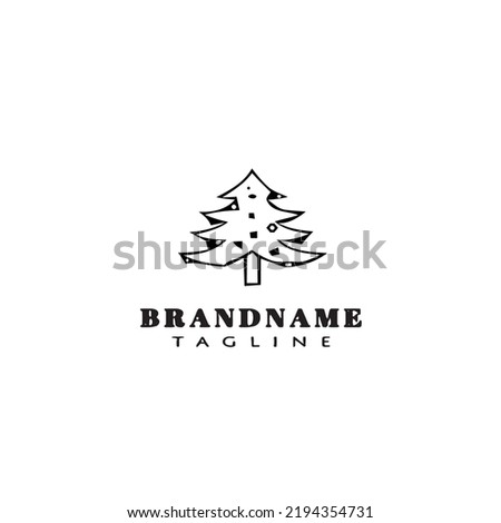 style christmas tree logo cartoon icon design template black modern isolated vector illustration