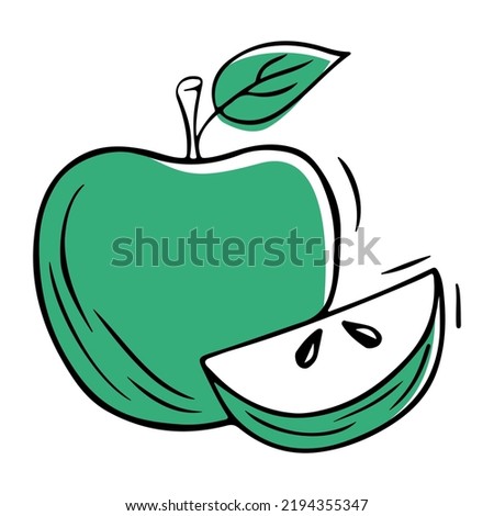 Apple fruit drawn in doodle style. Vector illustration