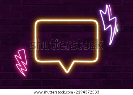 Neon energy text box, glowing, HD quality, Brick background