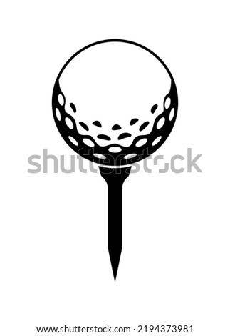 vector illustration of golf ball on tea on white background