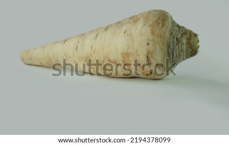 parsley root close up isolated on white background side view