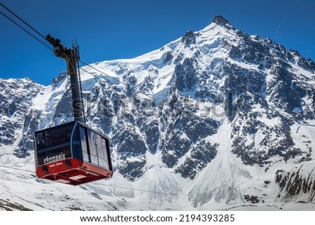 Cable car to Aiguille du Midi, Mont Blanc Massif, Chamonix, Eastern France Royalty-Free Stock Photo #2194393285