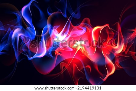 Fire collision red and blue background, versus banner. Powerful colored fire and the flash from the collision. Confrontation concept, competition vs match game. Battle game background. Versus Vector.