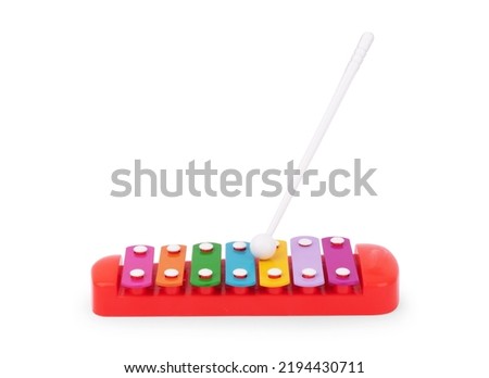 Xylophone with rainbow colored keys isolated on white background 