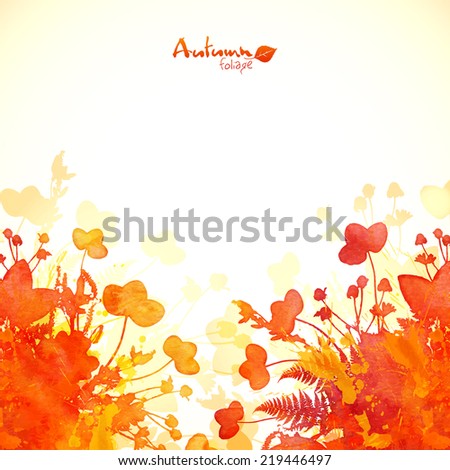 Orange autumn leaves watercolor painted vector background