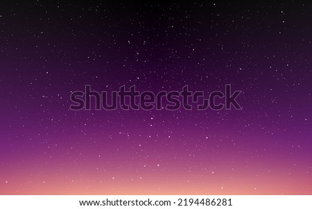 Night sky background. Sunset wallpaper with stars. Blurred starry texture. Abstract space backdrop for poster, brochure or website. Vector illustration. Royalty-Free Stock Photo #2194486281