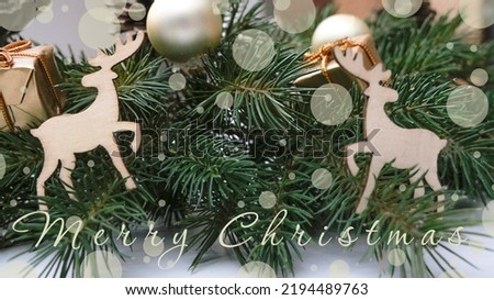 Christmas background with Christmas trees. christmas card.  Festive flat lay.