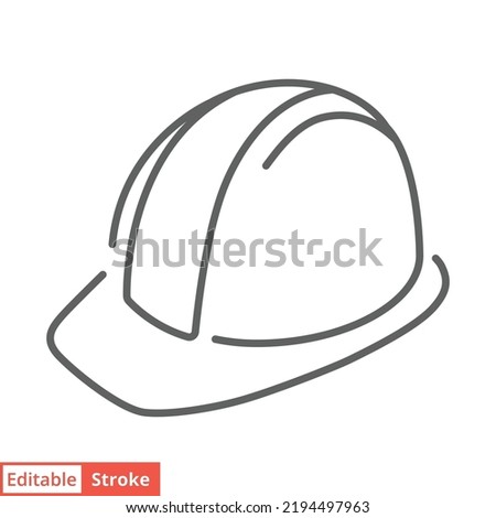 Construction safety helmet icon. Simple outline style. Hard hat, worker cap, protect and safe concept. Thin line vector illustration design isolated on white background. Editable stroke EPS 10. Royalty-Free Stock Photo #2194497963