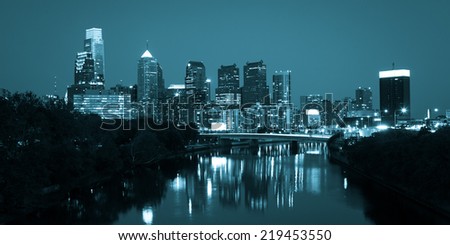 Night view of the Philadelphia skyline in pennsylvania