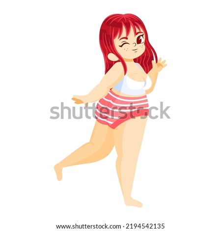 Isolated red hair body positive vector illustration