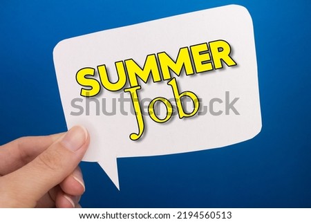 Speech bubble in front of colored background with Summer Job text.