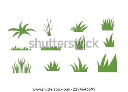 Simple flat green grass collection. Vector illustration