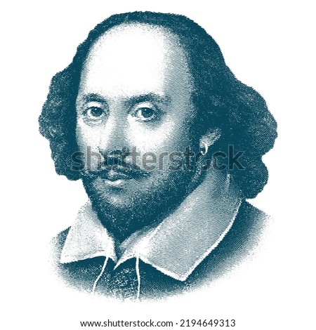 William Shakespeare (1564-1616) portrait in engraving illustration. He was English poet, playwright and actor, regarded as the greatest author in English literature and the world's greatest dramatist.