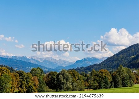 Alpine panorama near Immenstadt with view of the Grünten and the Nagelfluh alpine chain Royalty-Free Stock Photo #2194675639