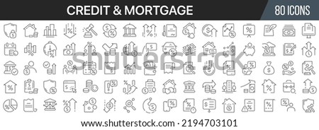 Credit and mortgage line icons collection. Big UI icon set in a flat design. Thin outline icons pack. Vector illustration EPS10 Royalty-Free Stock Photo #2194703101