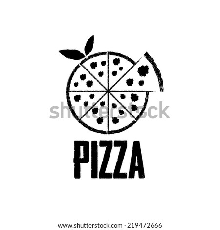 pizza with leaves vector design template