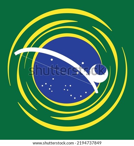 Capoeira design with brazil flag and berimbau music instrument for events, templates, banners, clothing design.