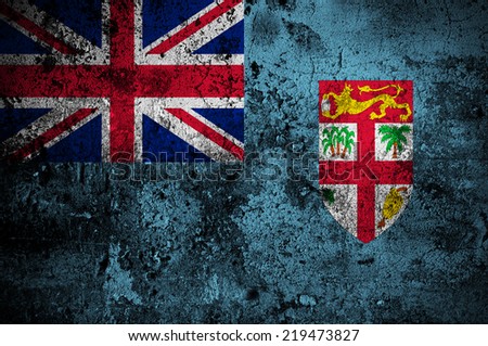 grunge flag of Fiji with capital in Suva