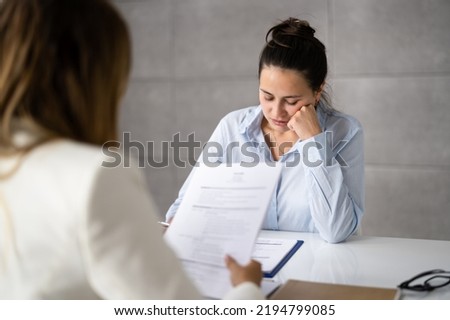 Dissatisfied Worker Job Interview First Impression Mistake. Unsuccessful Candidate Royalty-Free Stock Photo #2194799085