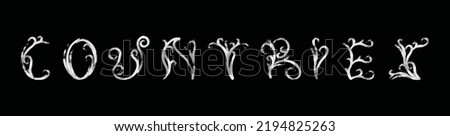 Countries word splatter vector typography. Isolated in black background. Vector set for vintage lifestyle, like words design for clothing, badge, sticker, and wallpaper.