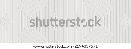 Banner, cover design. Embossed ethnic 3D pattern of stripes and lines on a white background, art deco style, paper press. Tribal geometric ideas for websites, presentations.  Royalty-Free Stock Photo #2194837571