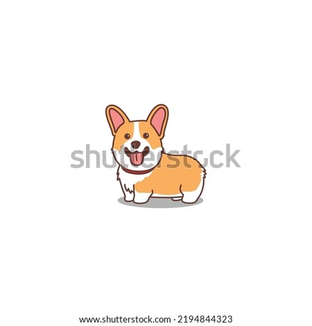 Cute corgi dog cartoon, vector illustration Royalty-Free Stock Photo #2194844323