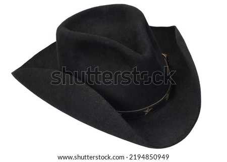 black cowboy hat isolated on white Royalty-Free Stock Photo #2194850949