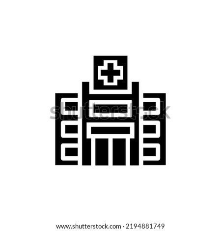 Hospital With Glyph Icon Illustration