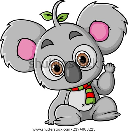 The cute koala is waving hand and saying the greeting of illustration