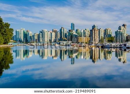 Vancouver skyline with harbor, British Columbia, Canada 