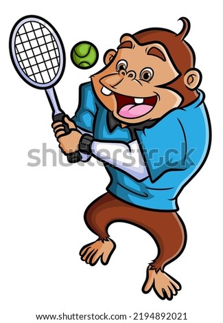 The professional chimpanzee is playing the tennis of illustration