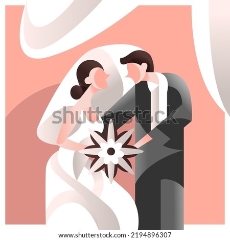 the modern design of the illustration couple of married people in soft color