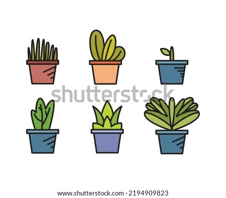 vegetable in plant pot icons set vector illustration