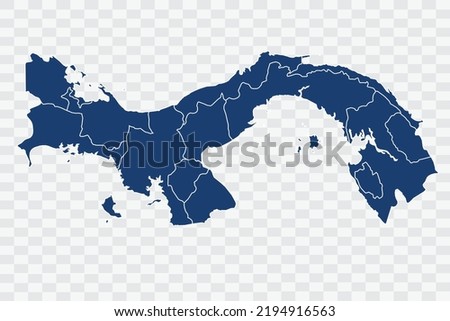 Panama Map dark blue Color on White Background quality files Color (043B72) png