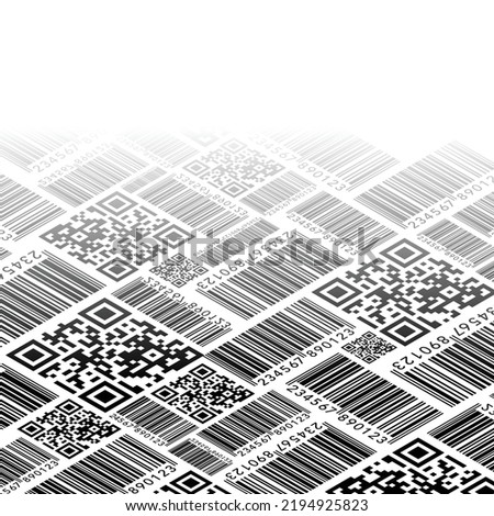 Abstract seamless black qr barcode background with different design elements