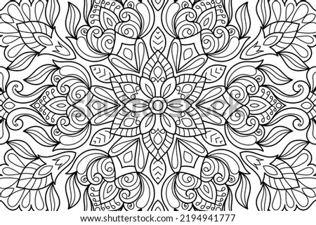 Doodle Zen tangle design mandala coloring book pages for adults vector illustration