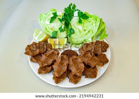 Steak a la turca or chee kofta ( Cig Kofte )  - Turkish Food.
