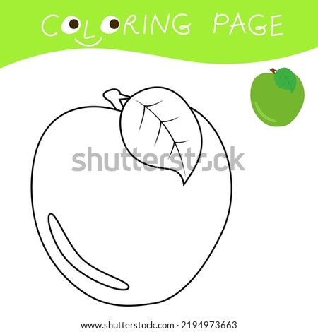 Blank apple for coloring book. Cartoon apple to be colored. Coloring book for children. vector