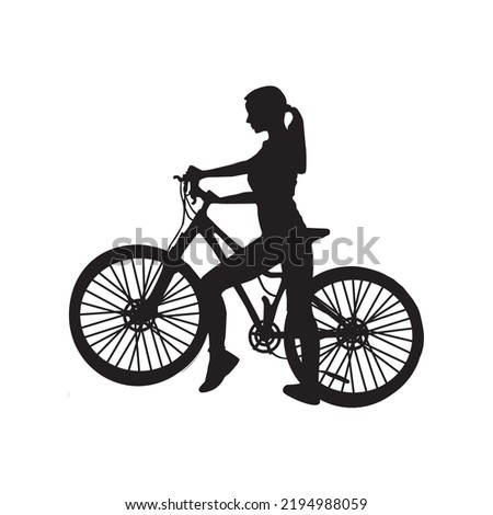 Black and white silhouette cyclist . Dynamical concept design cover flyer poster leaflet banner label sport fitness club. Sportwear clothes. Vector cartoon illustration