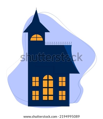 Gloomy house. Simple composition isolated object. Flat style.