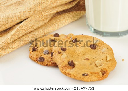 Fresh baked cookies with chocolate chips, caramel and walnuts