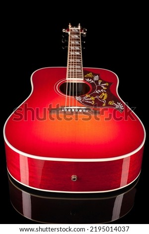 acoustic guitar, guitar deck, on a black background, custom