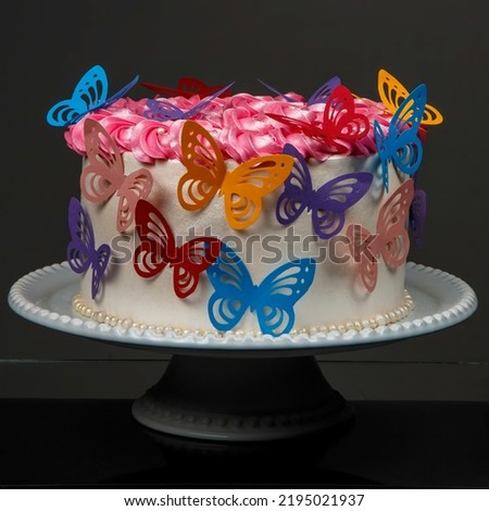 beautiful birthday cake with butterflies