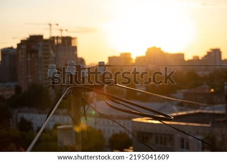 Bright sunset on the rooftop 