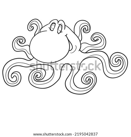 sketch octopus character, coloring book, isolated object on white background, vector illustration, eps