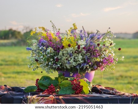 Still life plain air with bouquet of wildflowers