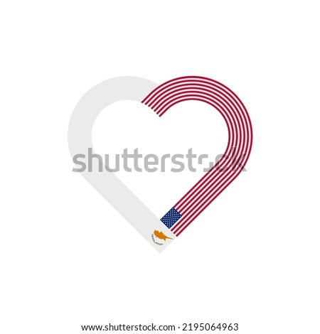 friendship concept. heart ribbon icon of cyprus and united states flags. vector illustration isolated on white background